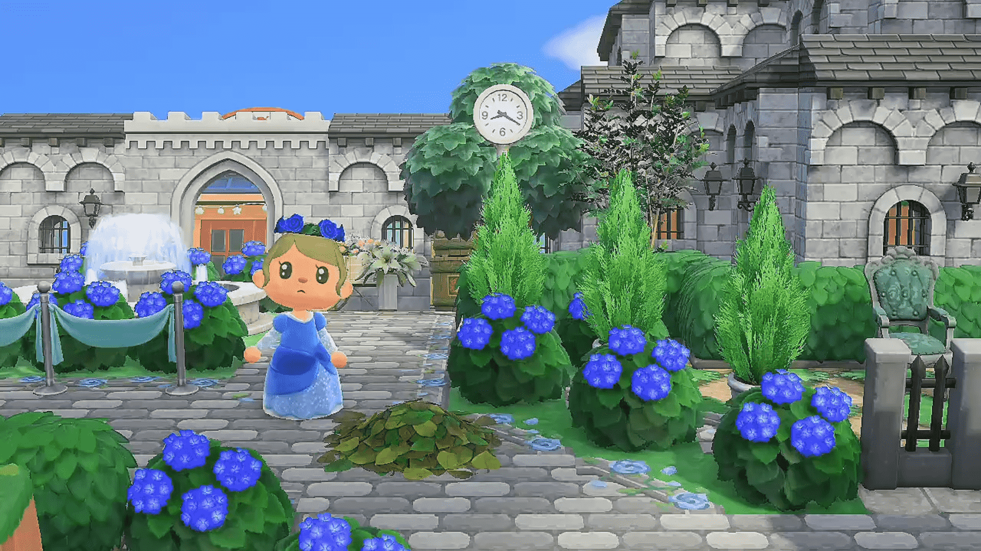 NO.78欧式布满蓝色绣球花的欧式岛建图